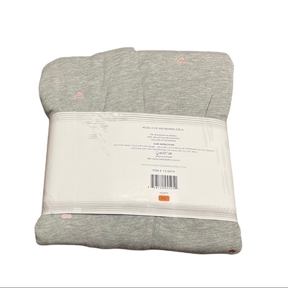 Honeydew Ladies Embroidered Lounge Set - Gray with Pink Hearts - Size XXL - Picture 4 of 6